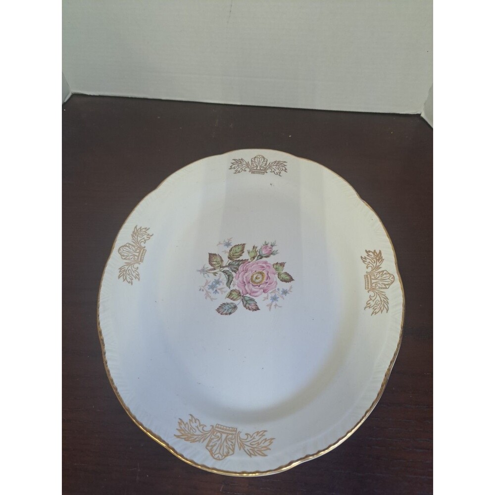 Vintage 1930s-1950s Homer Laughlin Queen Esther Pink Rose With Gold Trim 14in...